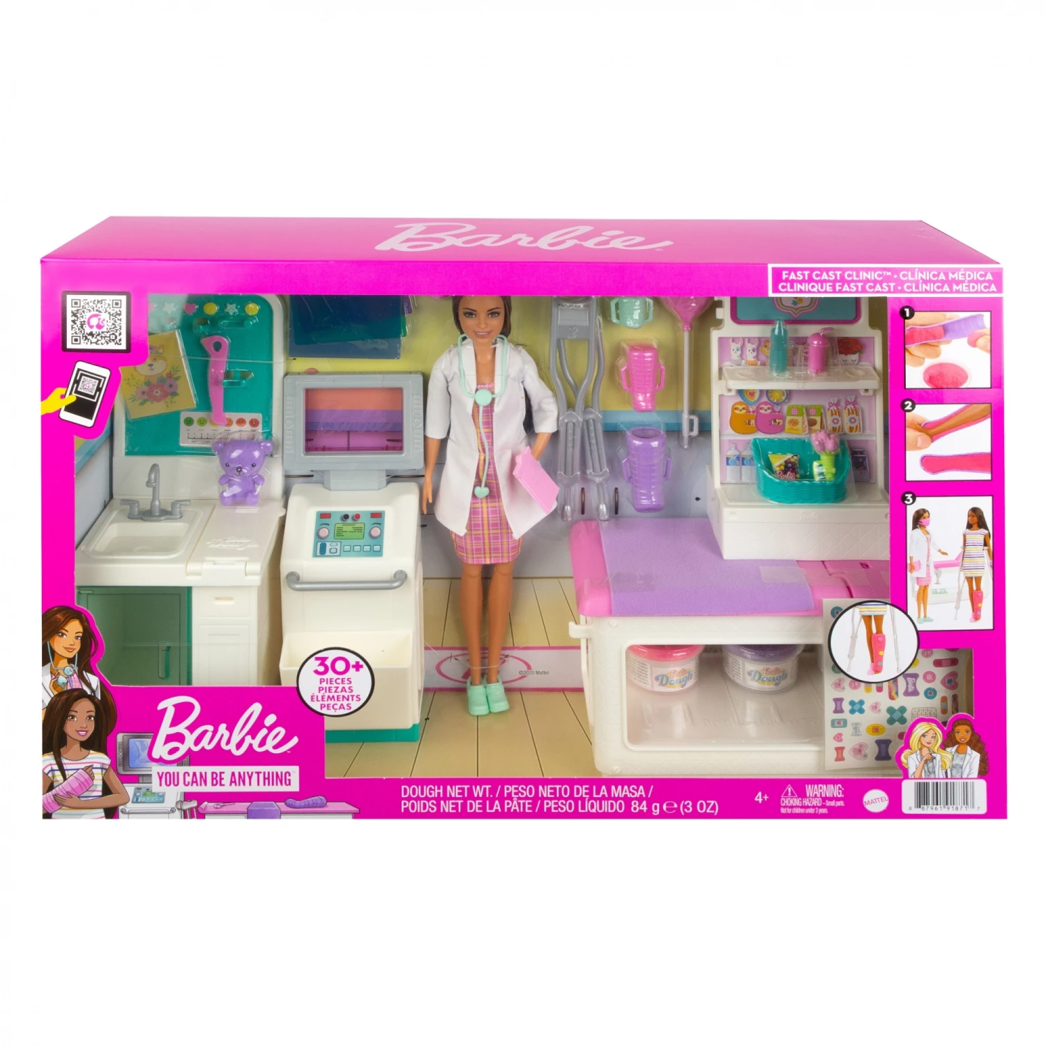 MATTEL Barbie Fast Cast Clinic Playset With Brunette Barbie Doctor Doll 3 MATTEL Barbie Fast Cast Clinic Playset With Brunette Barbie Doctor Doll