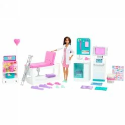 MATTEL Barbie Fast Cast Clinic Playset With Brunette Barbie Doctor Doll 9 MATTEL Barbie Fast Cast Clinic Playset With Brunette Barbie Doctor Doll -Gibsons Sales Store 48298 38341