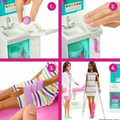 MATTEL Barbie Fast Cast Clinic Playset With Brunette Barbie Doctor Doll 8 MATTEL Barbie Fast Cast Clinic Playset With Brunette Barbie Doctor Doll -Gibsons Sales Store 48298 38342