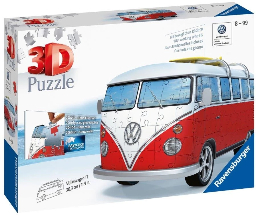 Ravensburger VW T1 Camper Van 3D Puzzle, 162pc 3 Ravensburger VW T1 Camper Van 3D Puzzle, 162pc